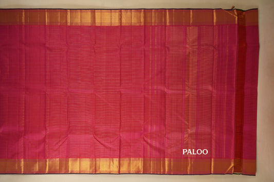 Pink Vaira Oosi Kanjivaram Silk Saree paloo