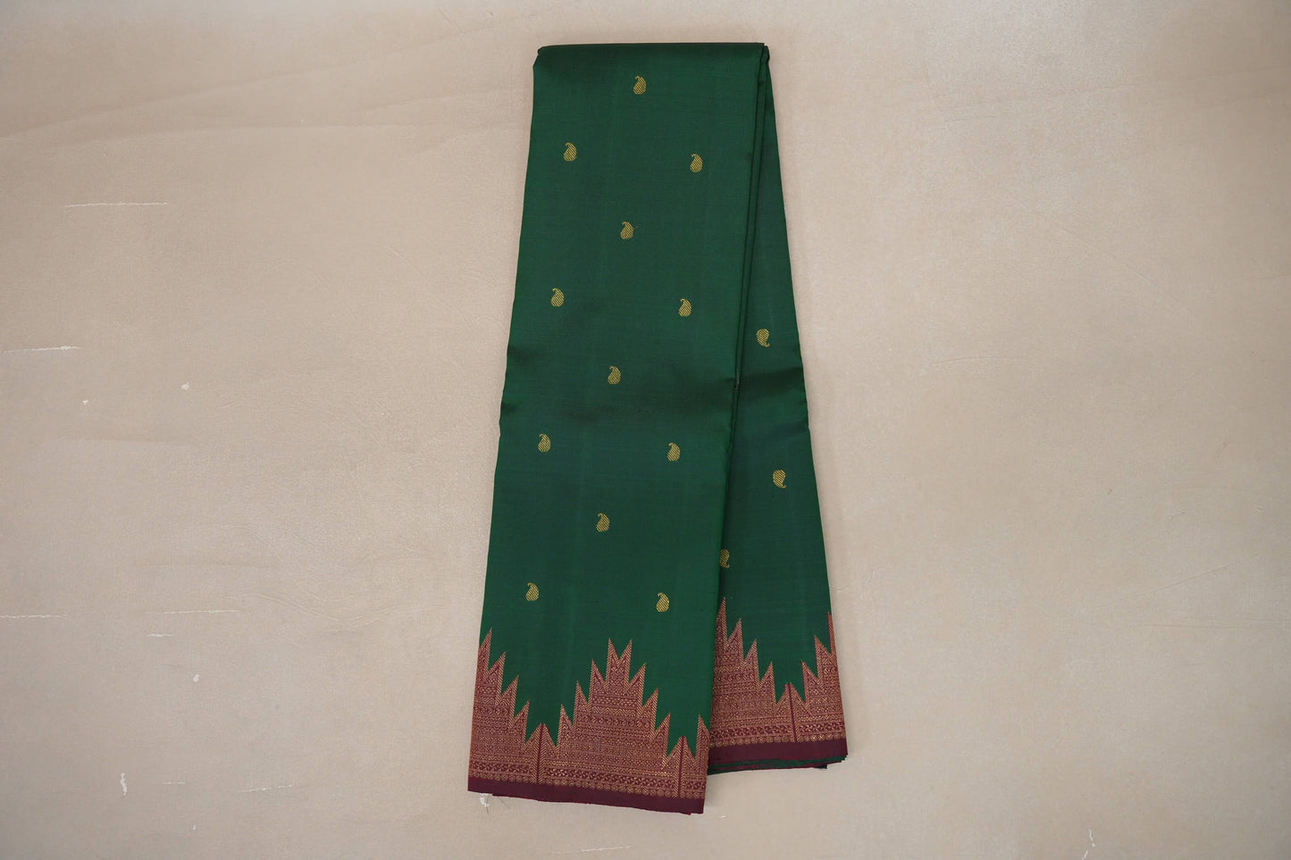 Emerald Green with reddish maroon Vintage Kanjivaram Silk Saree by Shreenivas Silks PSSR019202