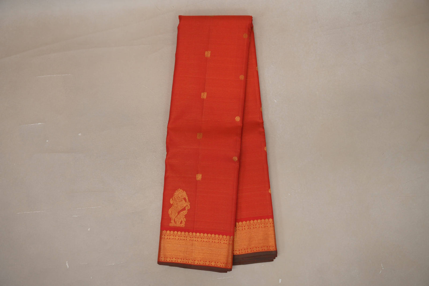 Bright Orange Vintage Kanjivaram Silk Saree by Shreenivas Silks PSSR019203