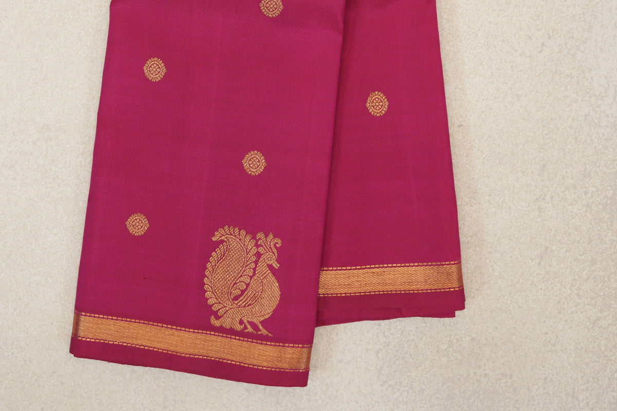 Deep Rani Pink Plant Based Kanjivaram Silk Saree border