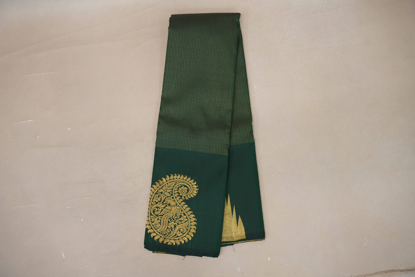 Deep Bottle Green Vintage Kanjivaram Silk Saree by Shreenivas Silks PSSR019204