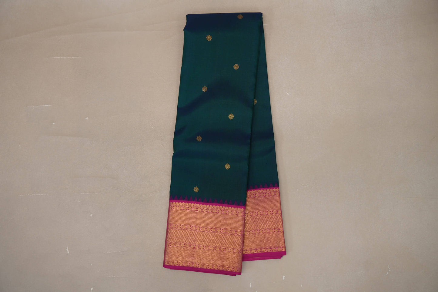 Peacock blue with Bright Pink Vintage Kanjivaram Silk Saree by Shreenivas Silks PSSR019209