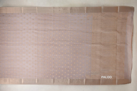 Dark Beige Mysore Silk Saree paloo