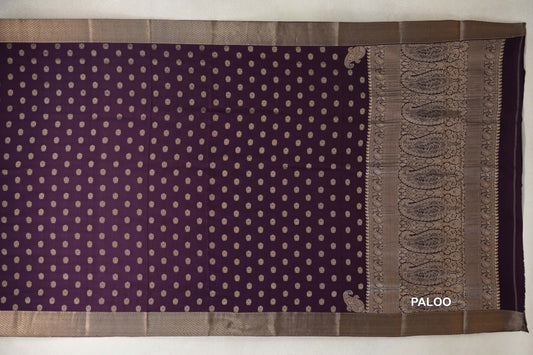 Deep Purple Mysore Silk Saree paloo