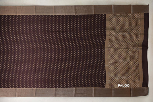 Coffee Bean Brown Mysore Silk Saree paloo