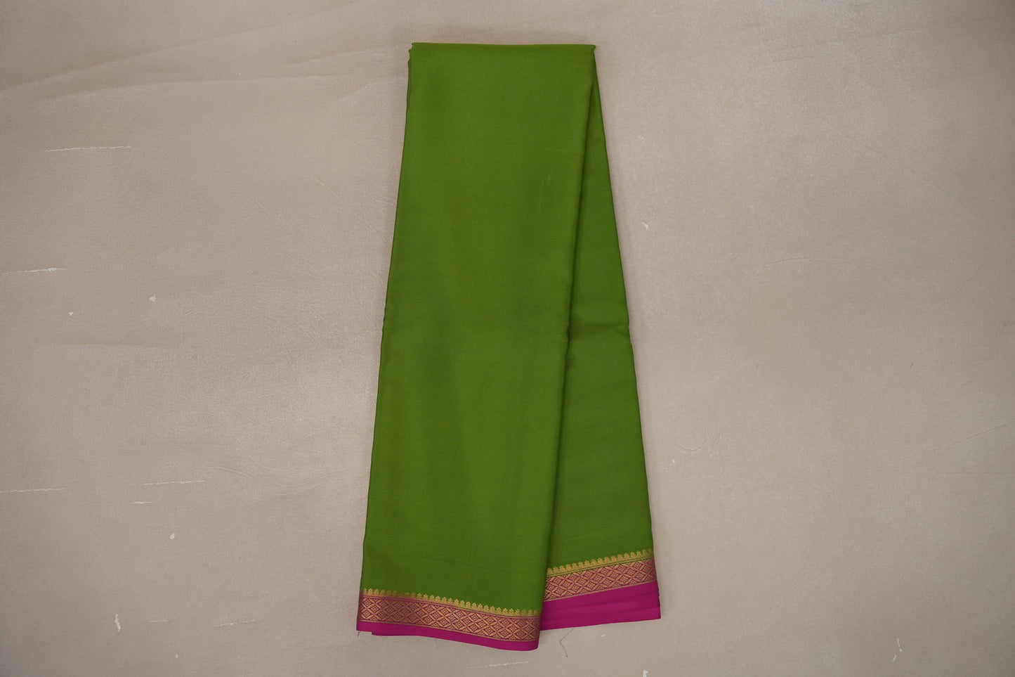 Bright Leaf Green with bright Pink Mysore Silk Saree by Shreenivas Silks PSSR019215