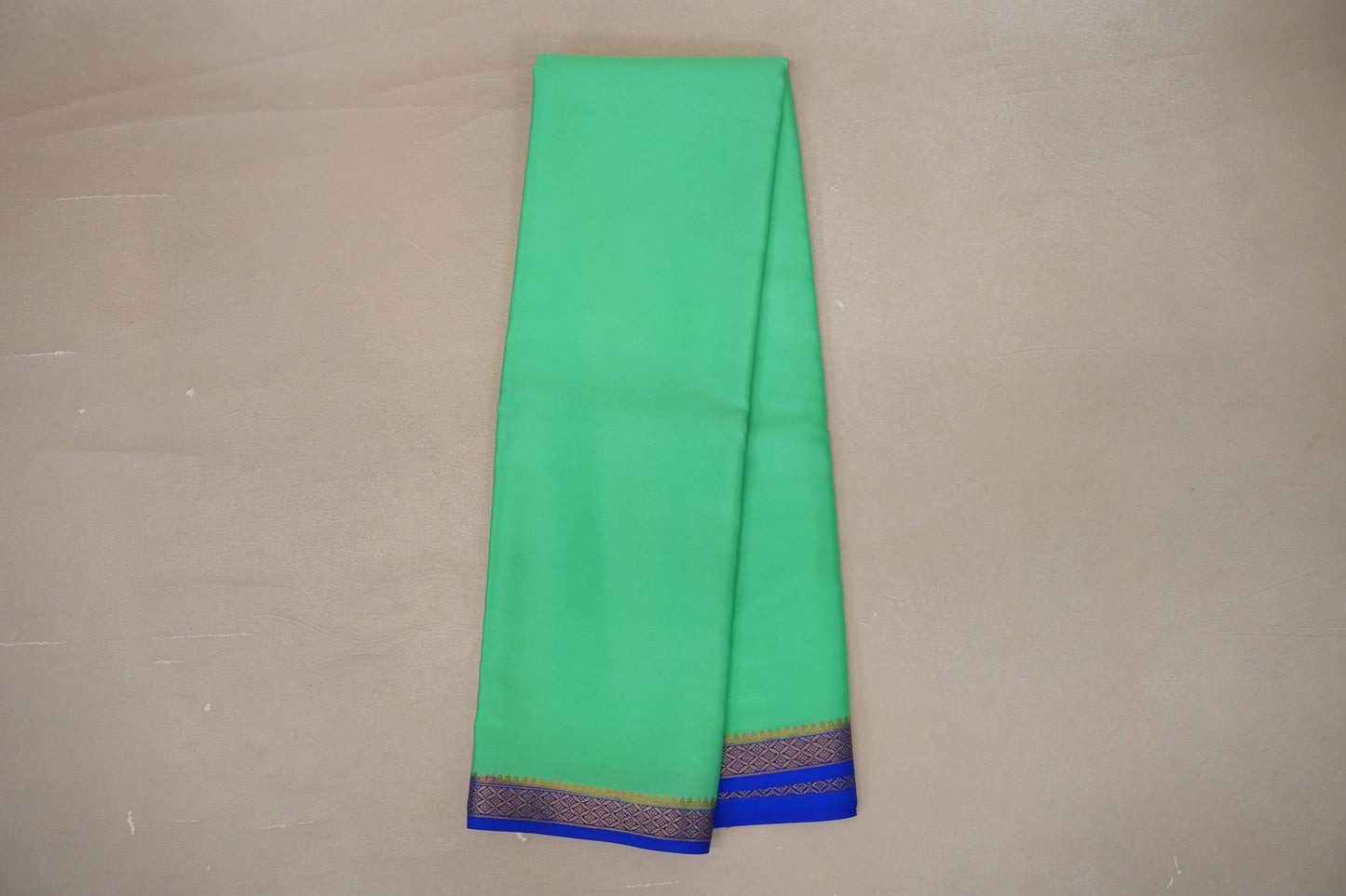 Light Emerald Green with royal blue Mysore Silk Saree by Shreenivas Silks PSSR019217