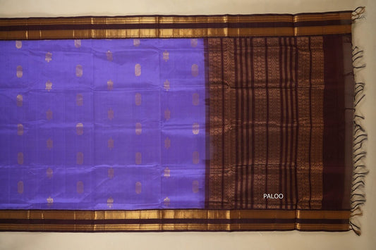 Lavender with deep brown Borders Silk Cotton Saree by Shreenivas Silks paloo
