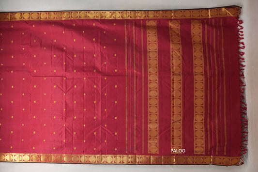 Reddish Maroon Ten Yards Silk Saree by Shreenivas Silks PSSR019226