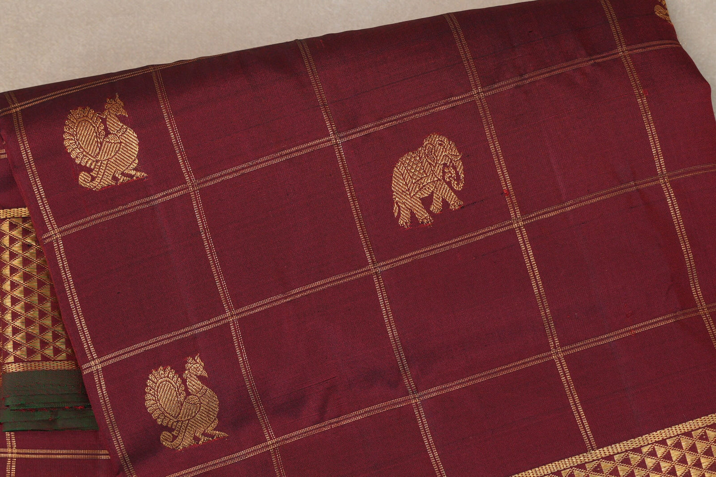 Reddish Maroon Ten Yards Silk Saree by Shreenivas Silks PSSR019228