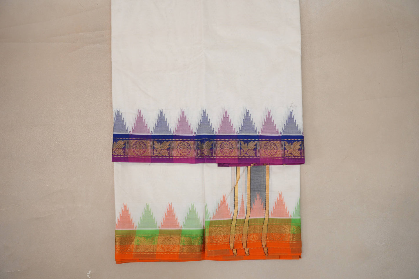 9 Mulam Cotton Muhurtham Dhoti with 5 Mulam Angavastram by Shreenivas Silks PSSR01DH099