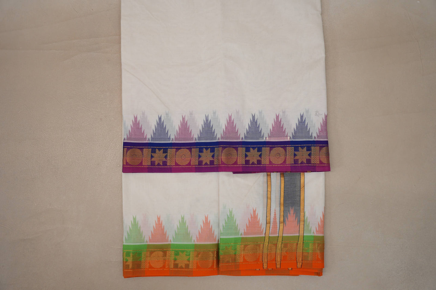9 Mulam Cotton Muhurtham Dhoti with 5 Mulam Angavastram by Shreenivas Silks PSSR01DH106