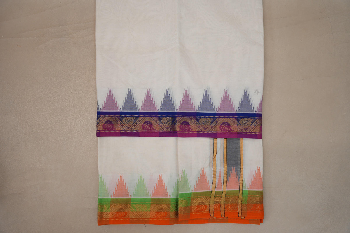 9 Mulam Cotton Muhurtham Dhoti with 5 Mulam Angavastram by Shreenivas Silks PSSR01DH105