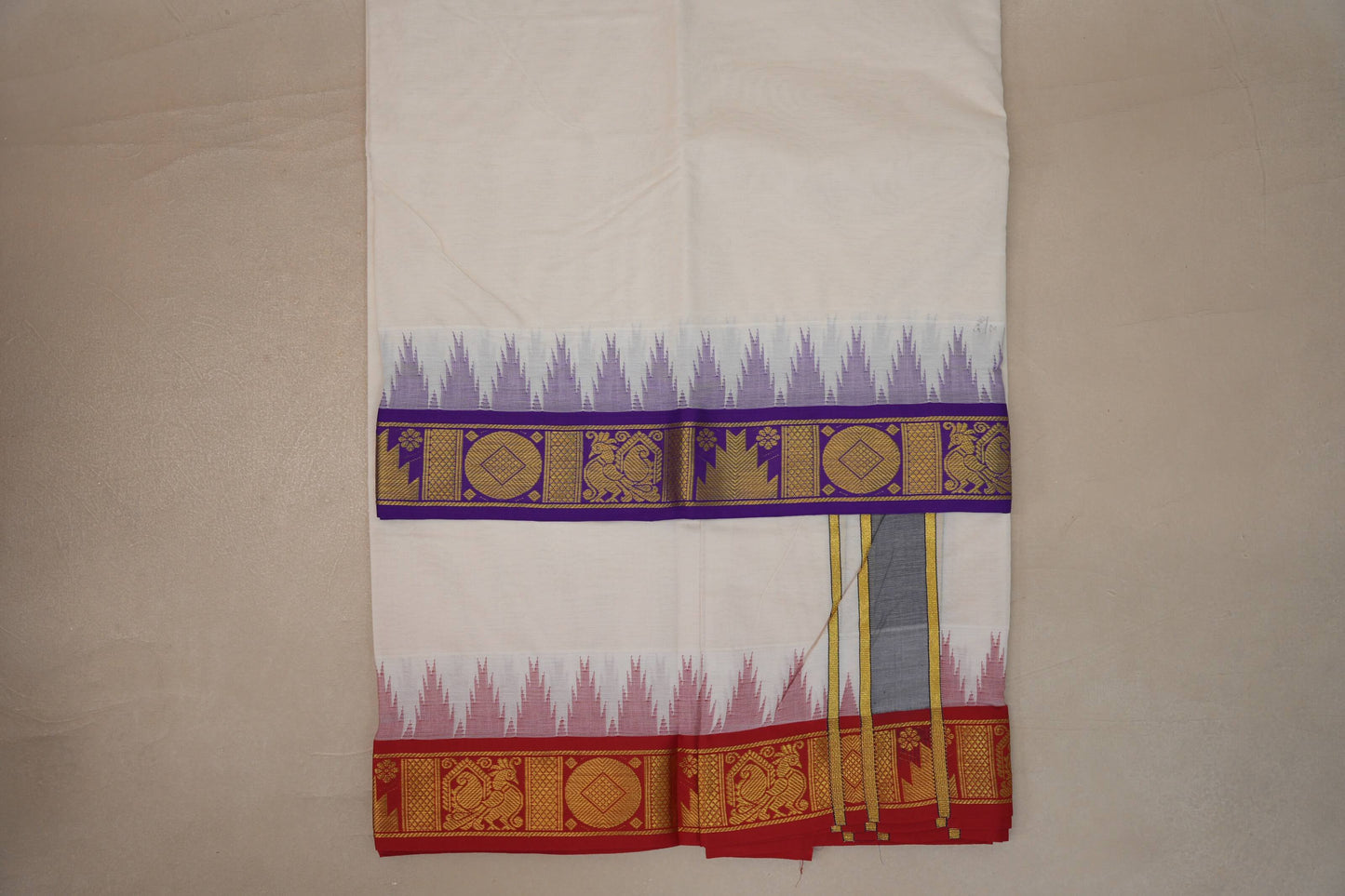 9 Mulam Cotton Muhurtham Dhoti with 5 Mulam Angavastram by Shreenivas Silks PSSR01DH107