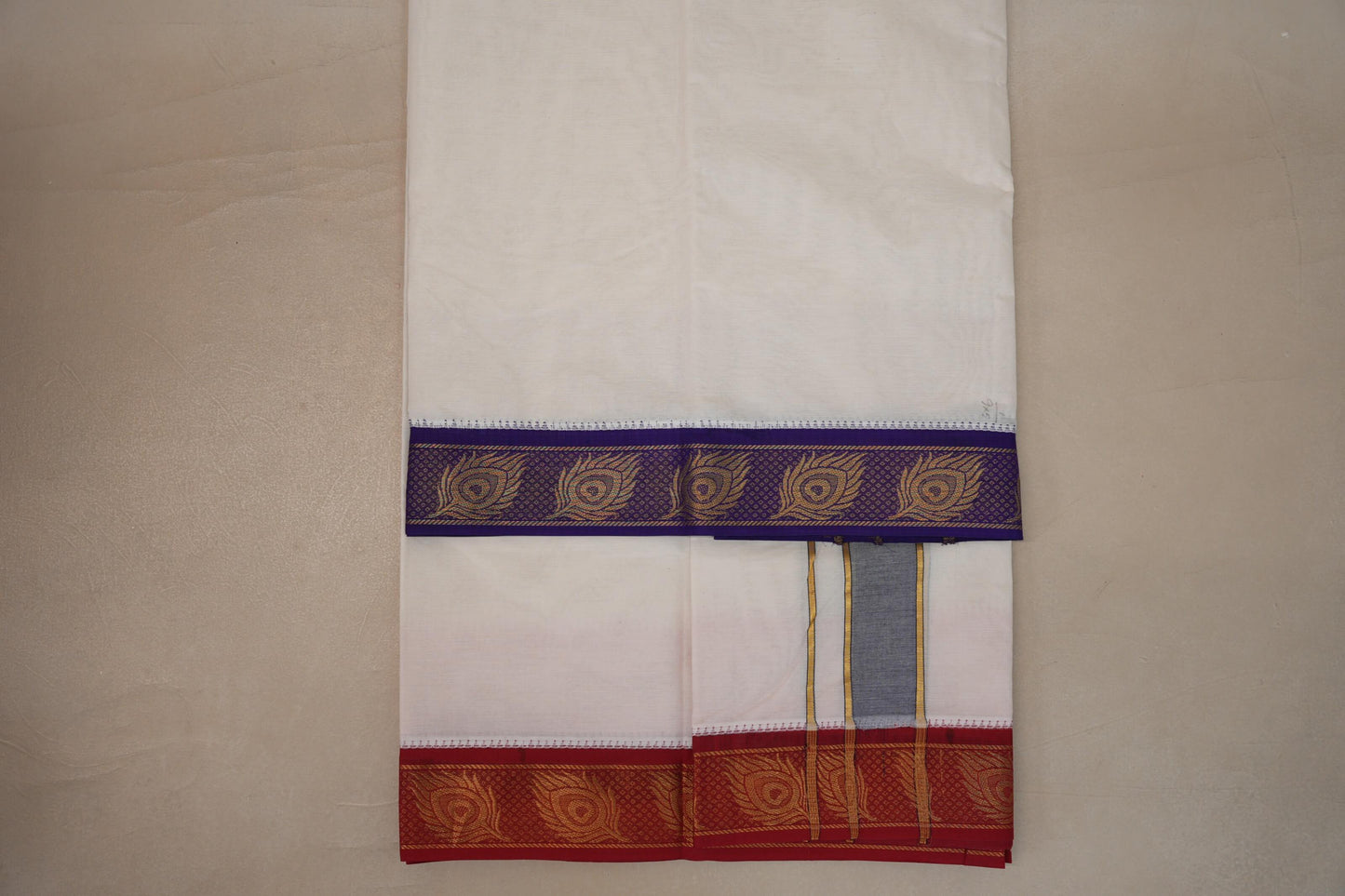 9 Mulam Cotton Muhurtham Dhoti with 5 Mulam Angavastram by Shreenivas Silks PSSR01DH109