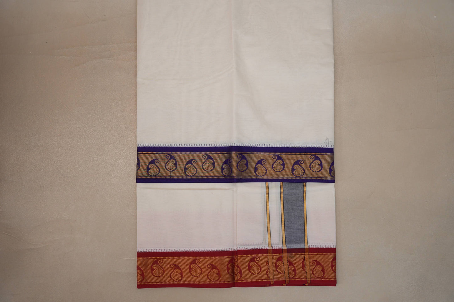 9 Mulam Cotton Muhurtham Dhoti with 5 Mulam Angavastram by Shreenivas Silks PSSR01DH111