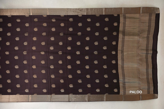 Coffee Bean Brown Mysore Silk Saree paloo