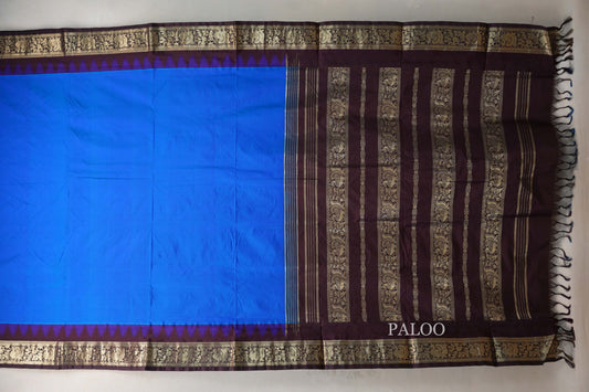 blue Ten Yards Silk saree paloo