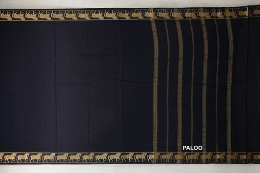 Jet Black Mysore Silk Saree by Shreenivas Silks paloo