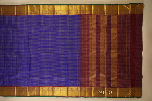 Violet with Maroon Borders Vintage Kanjivaram Silk Saree Paloo