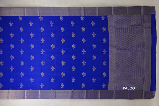 Bright Royal Blue Mysore Silk Saree by Shreenivas Silks paloo