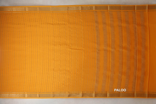 Bright Yellow Mysore Silk Saree by Shreenivas Silkspaloo