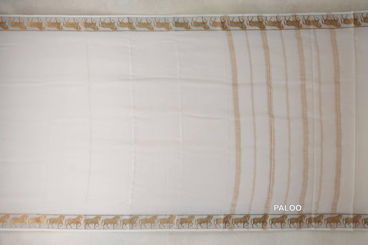 Off White Mysore Silk Saree by Shreenivas Silks paloo