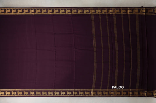 Plum Purple Mysore Silk Saree by Shreenivas Silks paloo