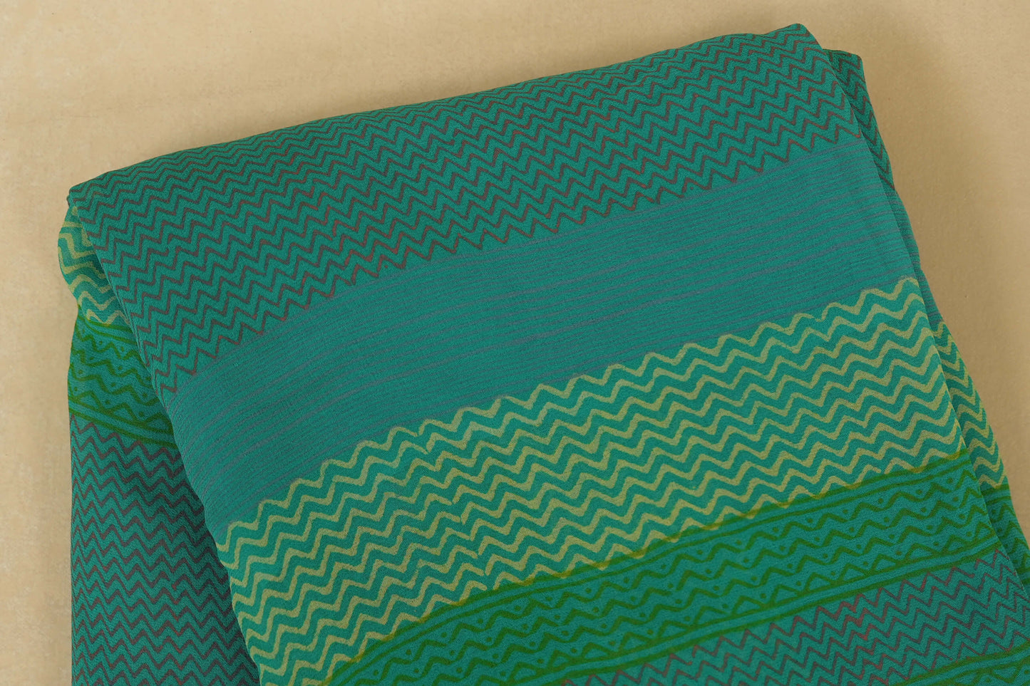 Green/Blue Chiffon saree body
