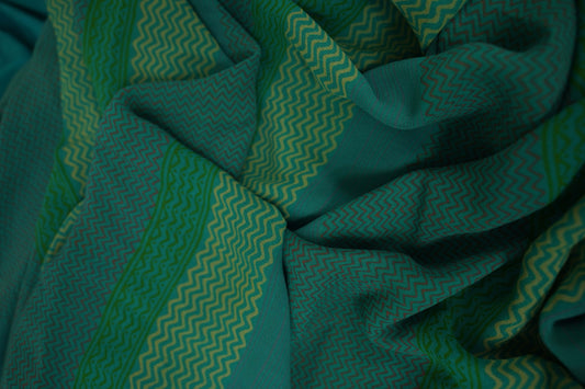 Green/Blue Chiffon saree body