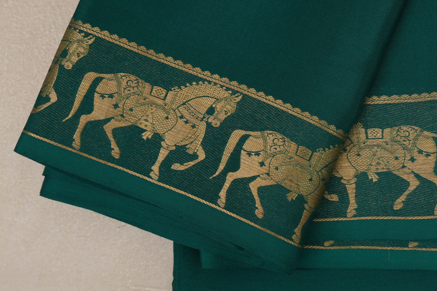 Deep Bottle Green Mysore Silk Saree borders