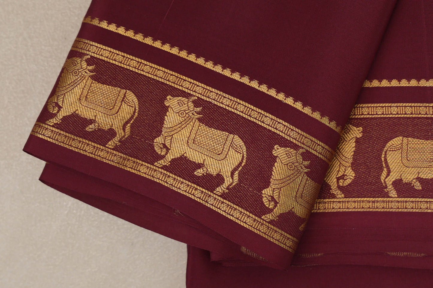Deep Maroon Mysore Silk Saree border