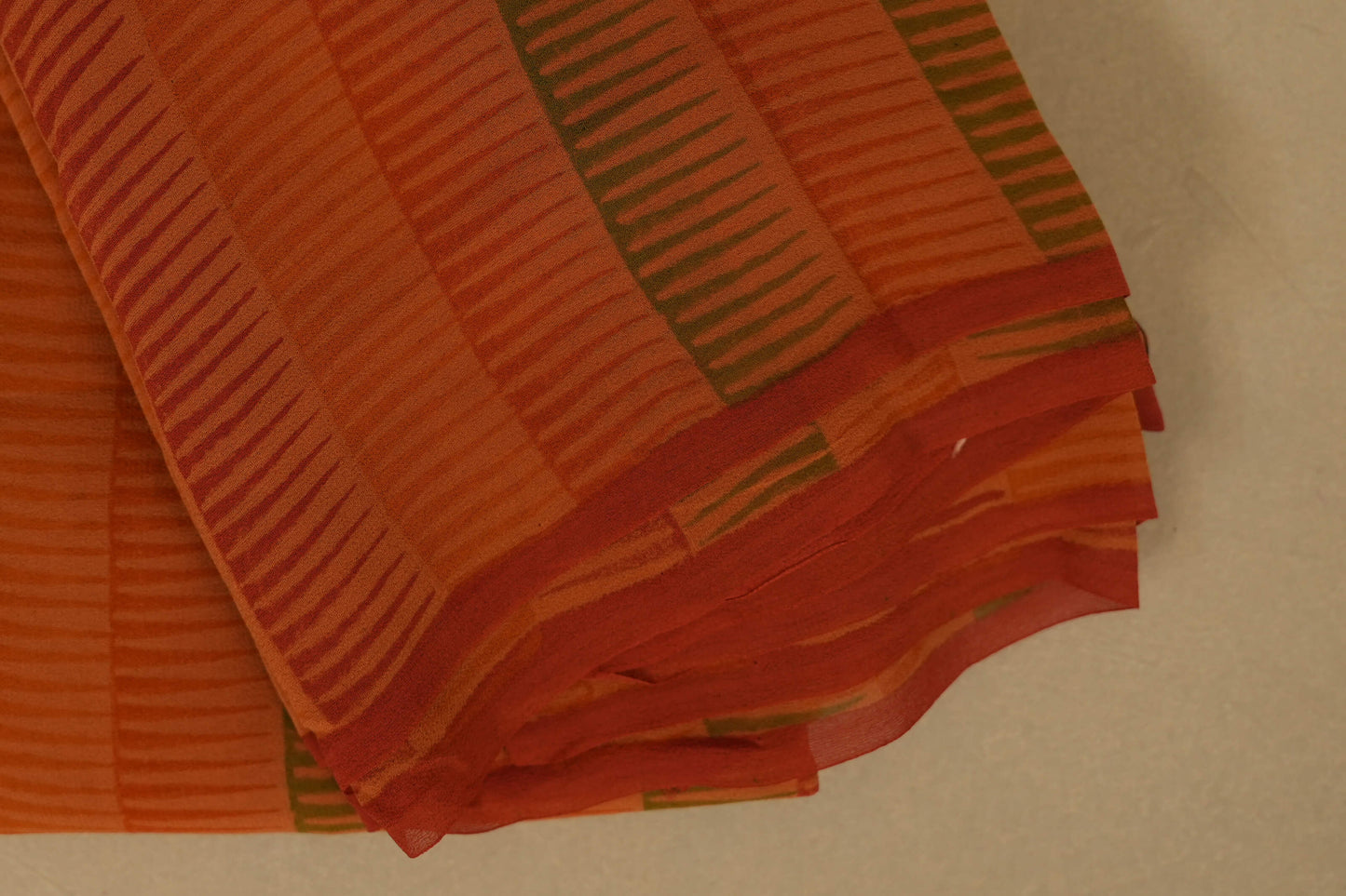 Orange Chiffon saree borders