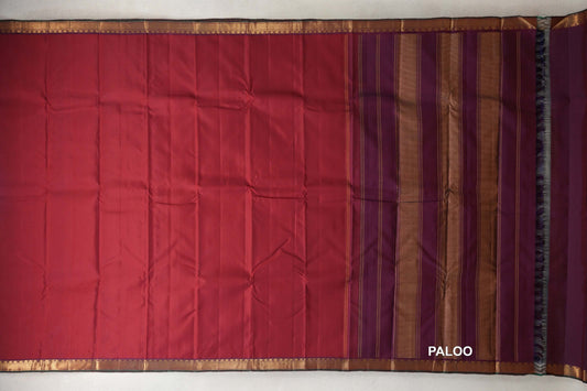 Deep Maroon Vintage Kanjivaram Silk Saree by Shreenivas Silks paloo