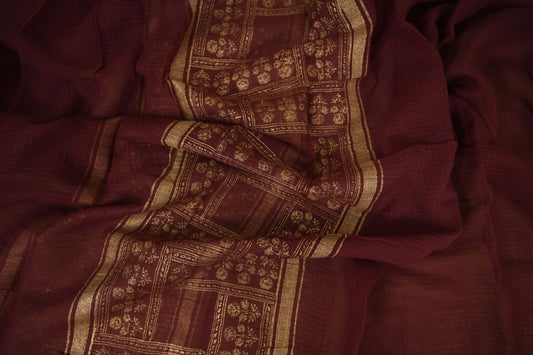 Maroon Kotak Doria saree body