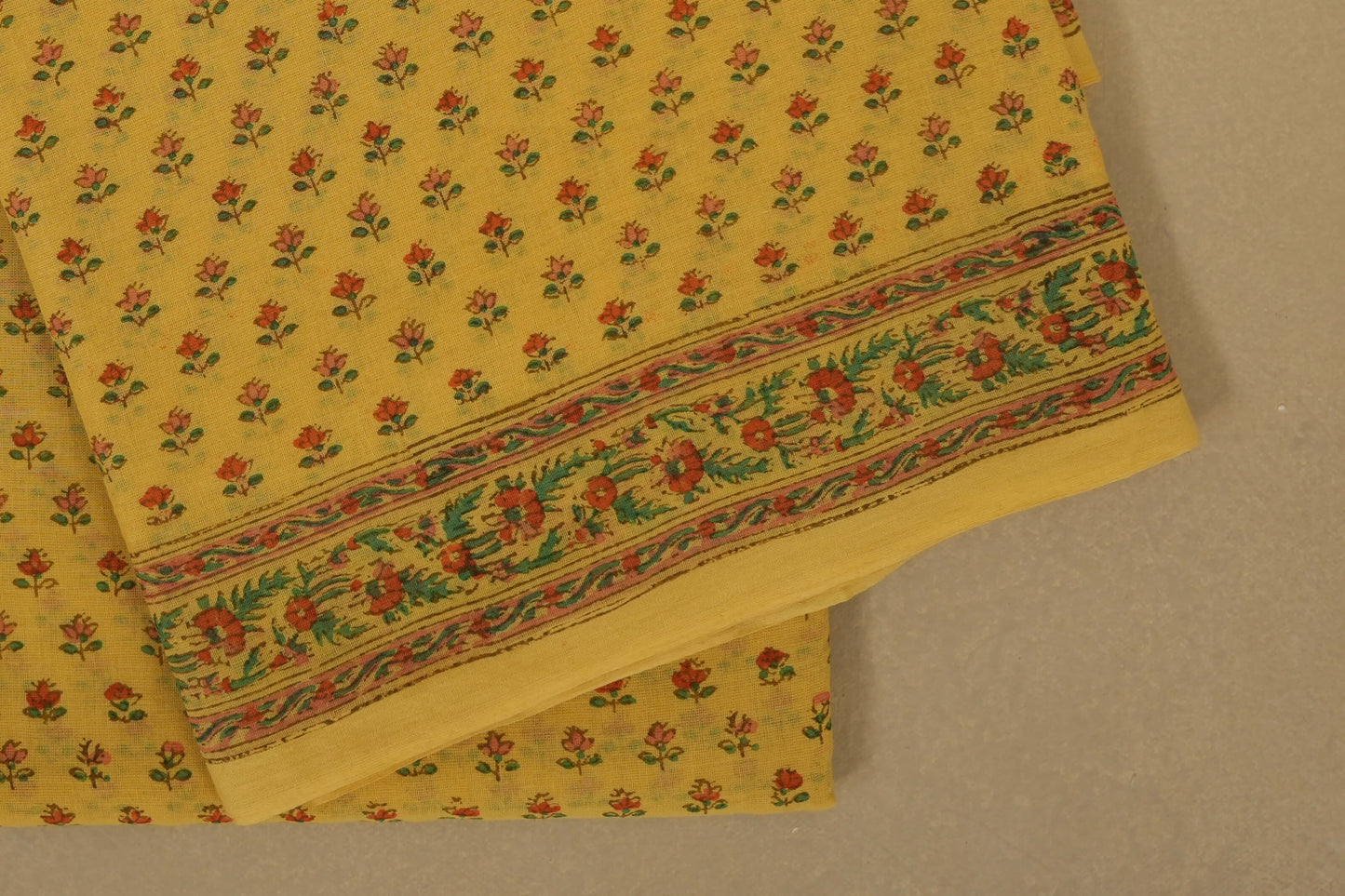 Yellow Cotton Saree borders