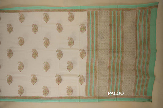 Off-white Cotton Saree paloo