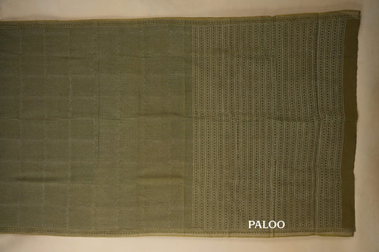 Olive Cotton Saree paloo