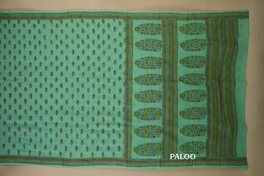 Light Blue Cotton Saree paloo