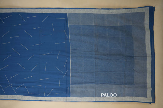 Blue Cotton Saree paloo