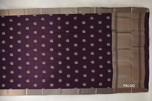 Deep Plum Purple Mysore Silk Saree paloo