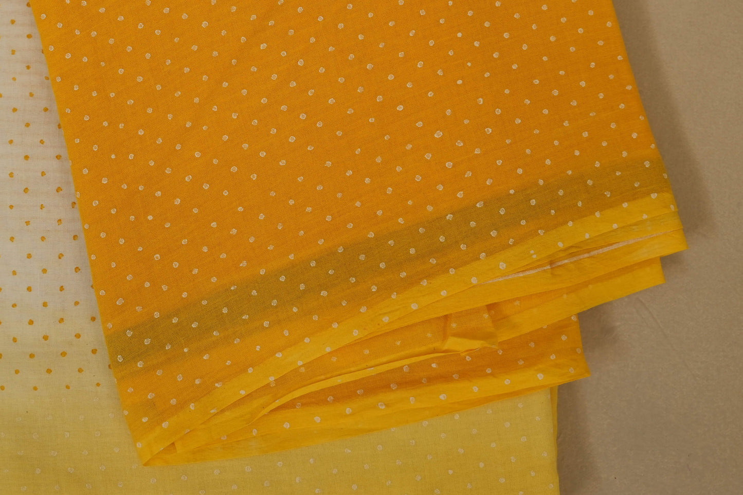 Ombre Yellow White Cotton Saree borders