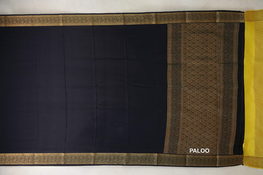 Black Mysore Silk Saree paloo