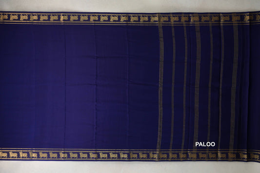 Deep Blue Mysore Silk Saree paloo