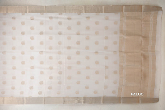 Cream Mysore Silk Saree paloo