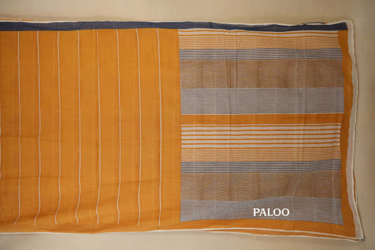 Yellow Cotton Saree paloo