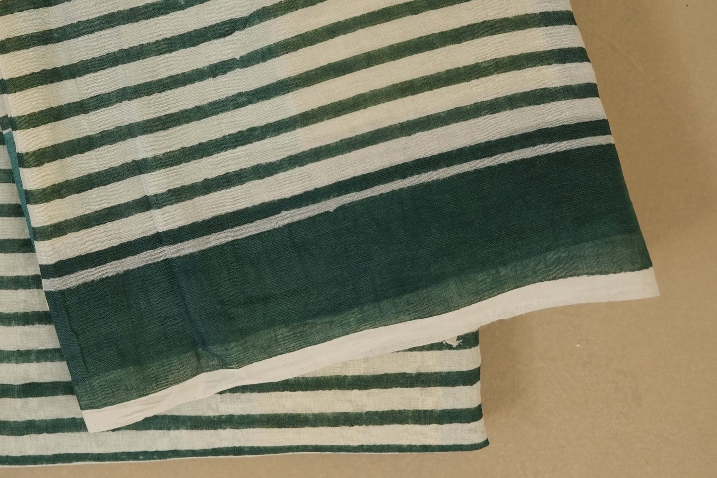 White/Green Cotton Saree borders