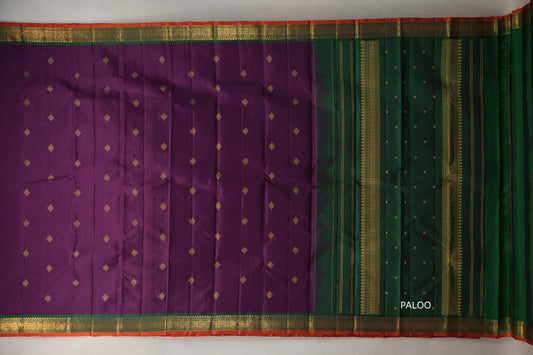 Deep purple Vintage Kanjivaram Silk Saree by Shreenivas Silks PSSR019305