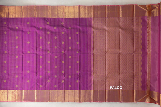 Deep Magenta Purple Vintage Kanjivaram Silk Saree paloo