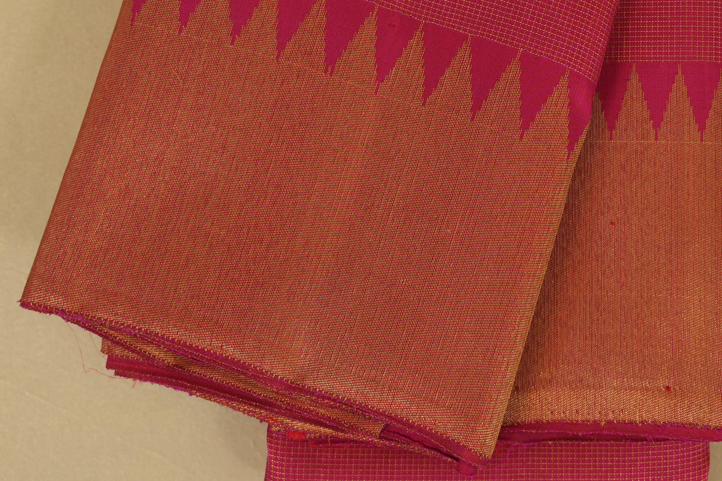 Pink Zari Checks with Tissue Borders Vintage Kanjivaram Silk Saree borders